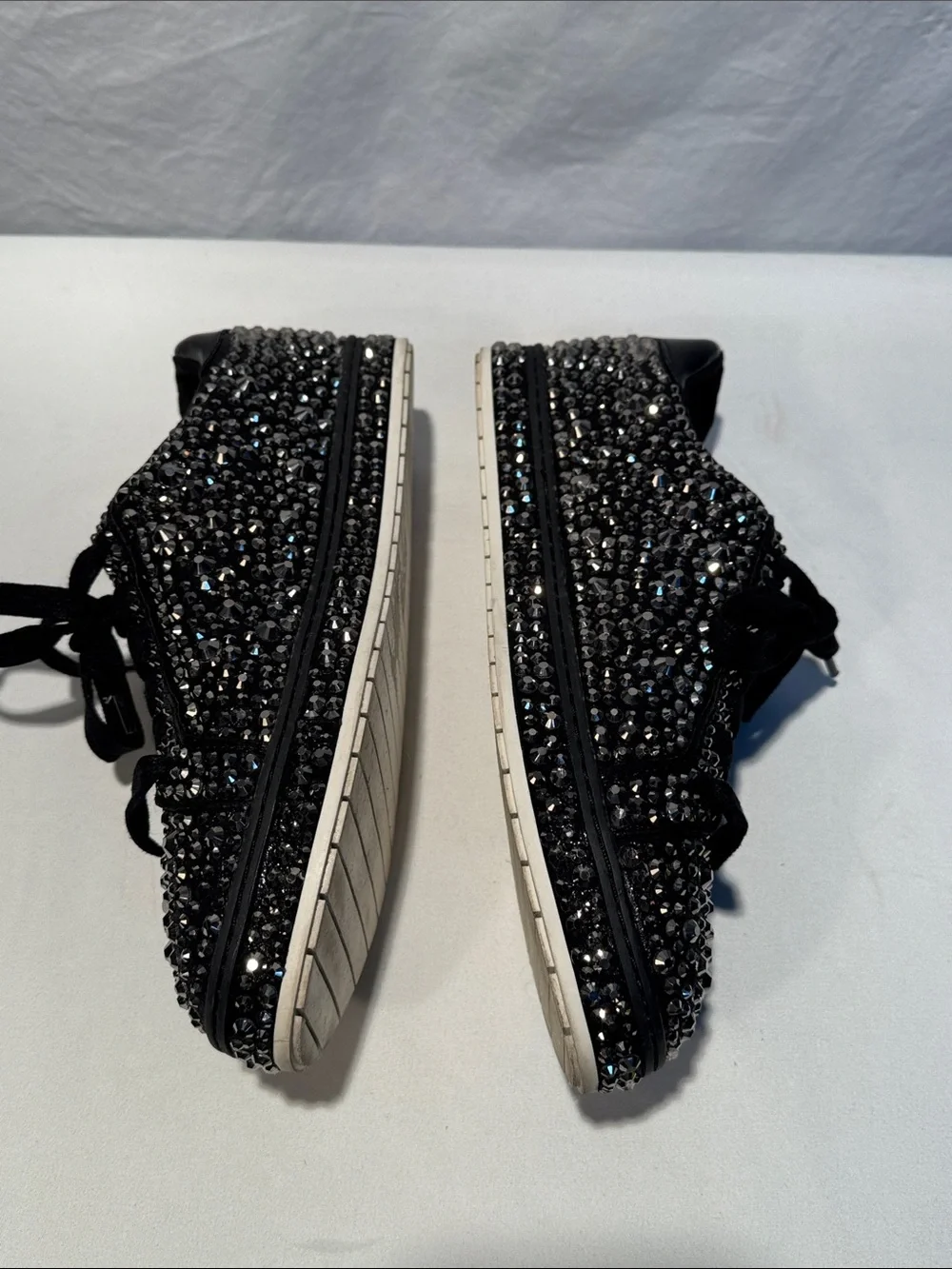 INC International Concepts Black Crystal-Embellished Lace-Up Sneakers